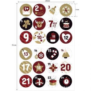 DEK58 - Adventi naptár matrica - Bézs, bordó, kék árnyalat