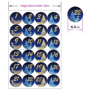 DEK61 - Adventi naptár matrica - Arany számozású karácsonyi díszes