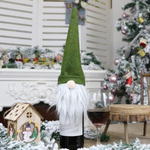 DEK63 - Borosüveg, pezsgősüveg manó dísz - zöld