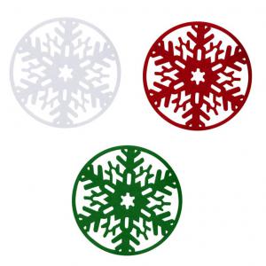 DEK65 - Hópehely alátét, mini terítő - piros, fehér, zöld