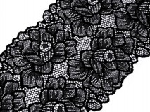 Elasztikus fekete csipke / betét / futó szélessége 16 cm
