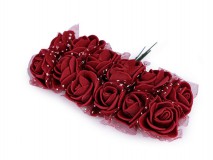 ESKÜVŐ - 25mm-es habrózsa tüllel - bordó