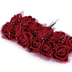 ESKÜVŐ - 25mm-es habrózsa tüllel - piros