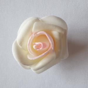 ESKÜVŐ - 40mm-es habrózsa - fehér rózsaszín közép