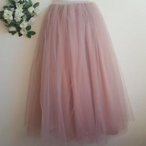 ESKÜVŐ ASZ36F – 5 rétegű púderrózsaszín maxi tüll szoknya csillogós derékkal