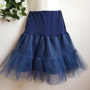 ESKÜVŐ ASZ49 – 3 rétegű, fodros, sötétkék midi tüll alsószoknya