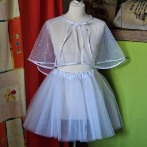 ESKÜVŐ ASZ58A - Fehér 40cm hosszú pörgős tüll szoknya - bál esküvő farsang