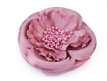 ESKÜVŐ BCS05 - Kitűző, bross, hajcsat - púder színű szatén virág, rózsa kb. 11cm