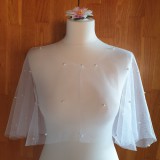 ESKÜVŐ BOL04 - Elegáns fehér színű gyöngyös boleró, pelerin