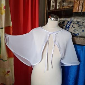 ESKÜVŐ BOL23 - Elegáns hófehér színű muszlin boleró, pelerin