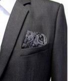 ESKÜVŐ DZS03 - Kétoldalas elegáns szatén török mintás díszzsebkendő dobozban