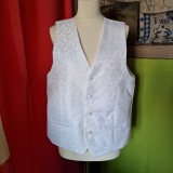 ESKÜVŐ FME02 - Hófehér selyem alkalmi férfi mellény 50/L