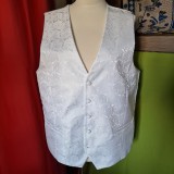 ESKÜVŐ FME05 - Hófehér Török mintás selyem alkalmi férfi mellény 54/XL