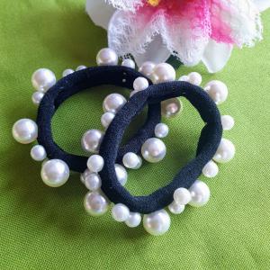 ESKÜVŐ HAD127 - Gyöngyös erős fekete hajgumi