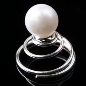 ESKÜVŐ HAD217 -  10mm-es gyöngyös hajrugó, csavaros hajdísz