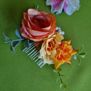 ESKÜVŐ HAD223 - Selyem rózsás hajfésű, hajtű