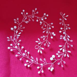 ESKÜVŐ HAD34 - 52-54cm-es Menyasszonyi fehér gyöngyös hajdrót, hajdísz