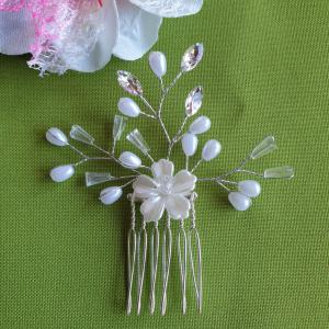 ESKÜVŐ HAD54 - Strasszköves gyöngyös virágos hajfésű hajdísz hajtű