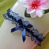 ESKÜVŐ HAK36 - 45mm-es Sötétkék színű masnis Harisnyakötő, Combcsipke, Legényfogó