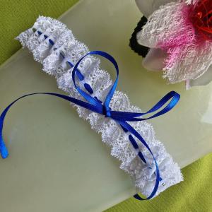 ESKÜVŐ HAK60 - 35mm-es szalagos, hófehér csipke Harisnyakötő, Combcsipke