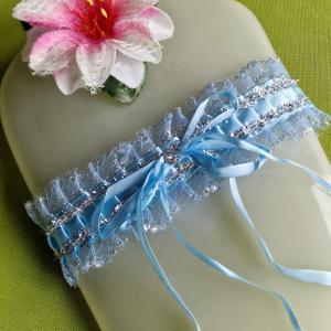 ESKÜVŐ HAK84 - 55mm-es Világoskék, kék csipke Harisnyakötő, Combcsipke, legényfogó