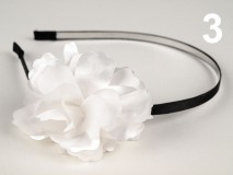 ESKÜVŐ HPT13 - Fehér szatén virágos hajpánt, hajráf