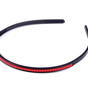ESKÜVŐ HPT42 - Fekete műanyag hajpánt, hajráf piros lapka díszítéssel