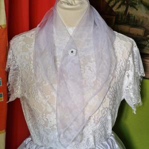 ESKÜVŐ KEN10 - Női divatos, retro kendő, hajpánt - Fehér