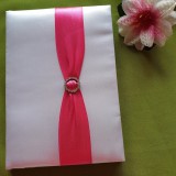 ESKÜVŐ KIEG01 - Hófehér szatén bevonatú Vendégkönyv, Emlékkönyv