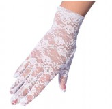 ESKÜVŐ KTY22 - 21cm-es hagyományos hófehér menyasszonyi csipke kesztyű