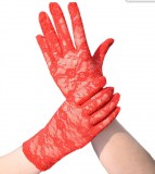 ESKÜVŐ KTY24 - 21cm-es hagyományos piros menyasszonyi, menyecske csipke kesztyű