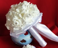 ESKÜVŐ MCS01 - 20x25cm-es Menyasszonyi csokor fehér habrózsákból