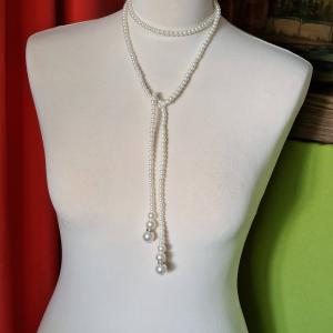 ESKÜVŐ MÖV41 – Gyöngy menyasszonyi öv, nyaklánc 130cm