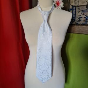 ESKÜVŐ NYD05 - Hófehér színű török mintás selyem szatén nyakkendő