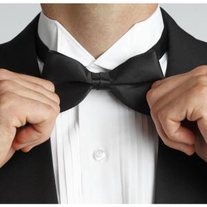 ESKÜVŐ NYK01B - Fekete színű szatén csokornyakkendő 65x120mm