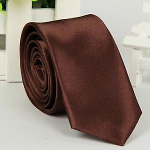 ESKÜVŐ NYK28 - Vékonyított típusú barna színű szatén nyakkendő