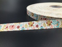 ESKÜVŐI dekor 15SSZ14 - 15mm-es madár mintás szövet szalag 477cm