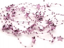 ESKÜVŐI dekoráció – Levendulalila színű csillagos, gyöngyös szilikonszál – méterre