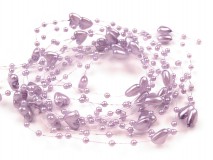 ESKÜVŐI dekoráció DEK24 – Levendula lila színű szíves, gyöngyös szilikonszál – méterre