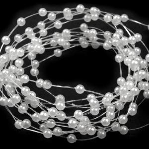 ESKÜVŐI dekoráció DEK52 – 3mm-es Fehér színű gyöngyös szilikonszál – méterre