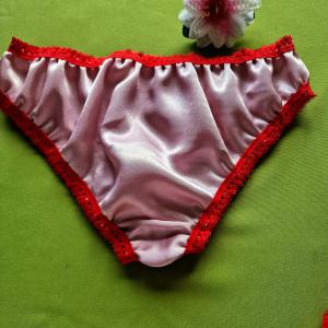 FEN065 - Brazil tanga szatén bugyi rózsaszín/piros