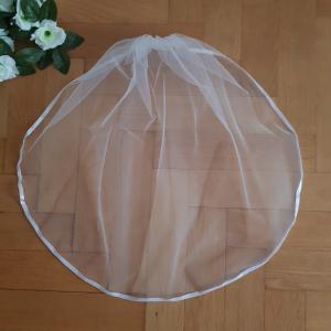 FTY02 - 1 rétegű, szatén szélű, Hófehér MINI menyasszonyi fátyol 30x50cm