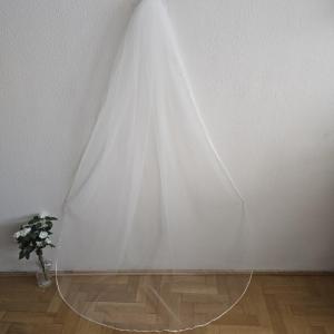 FTY134 - 1 rétegű, 3mm-es szatén szélű, Ekrü menyasszonyi fátyol 200x150cm