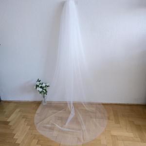 FTY151 - 1 rétegű, szegetlen, Hófehér menyasszonyi fátyol 230x150cm