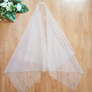 FTY99 - 1 rétegű, szegetlen, Hófehér menyasszonyi szögletes fátyol 80x150cm