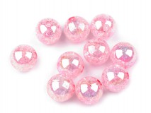 GYÖ16 - Műanyag gyöngyök AB fényes hatással Ø17 mm - rózsaszín
