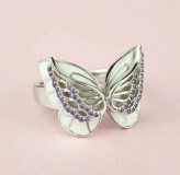 GYR36 – Strasszköves Tűzzománcos dupla pillangós acél gyűrű