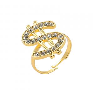 GYR62 - $ jeles strasszköves arany színű gyűrű állítható