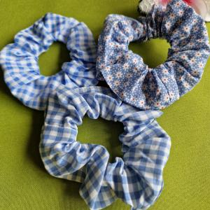 HAD176 - Hajgumi scrunchie - kockás és virágosminta