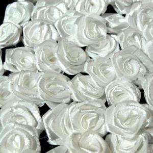 Kb. 10mm-es Szatén rózsa, virág -  fehér